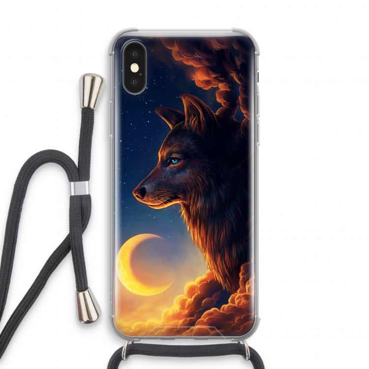 Night Guardian: iPhone X Transparant Hoesje met koord