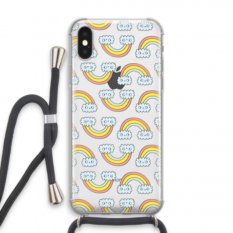 Regenboog: iPhone X Transparant Hoesje met koord
