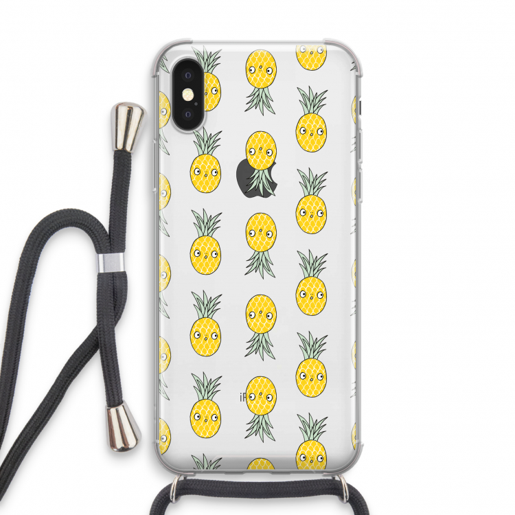Ananas: iPhone X Transparant Hoesje met koord