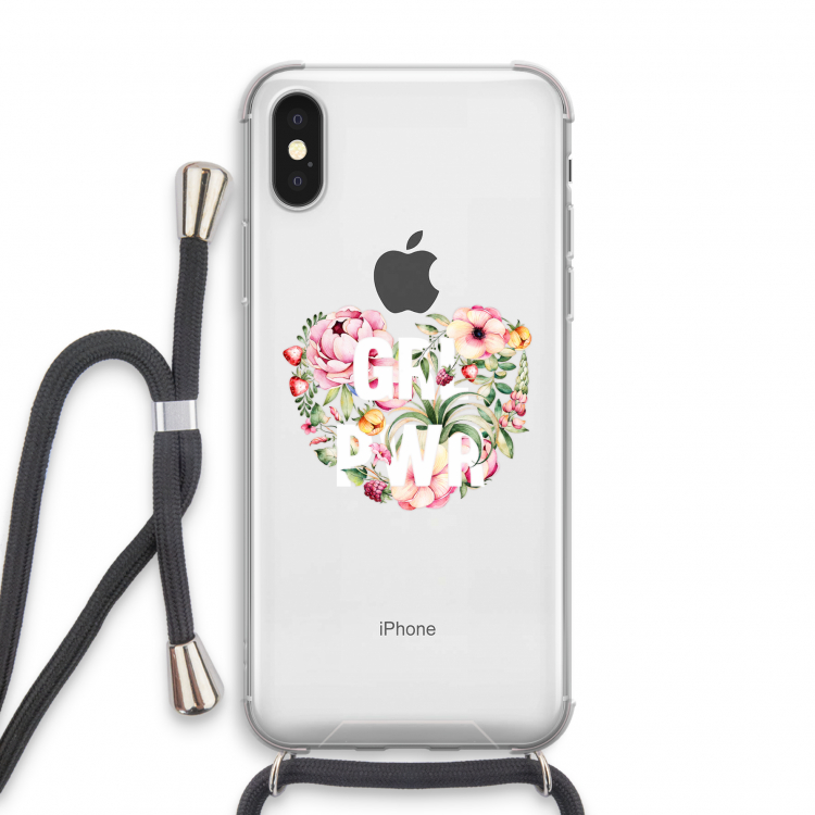 GRL PWR Flower: iPhone X Transparant Hoesje met koord
