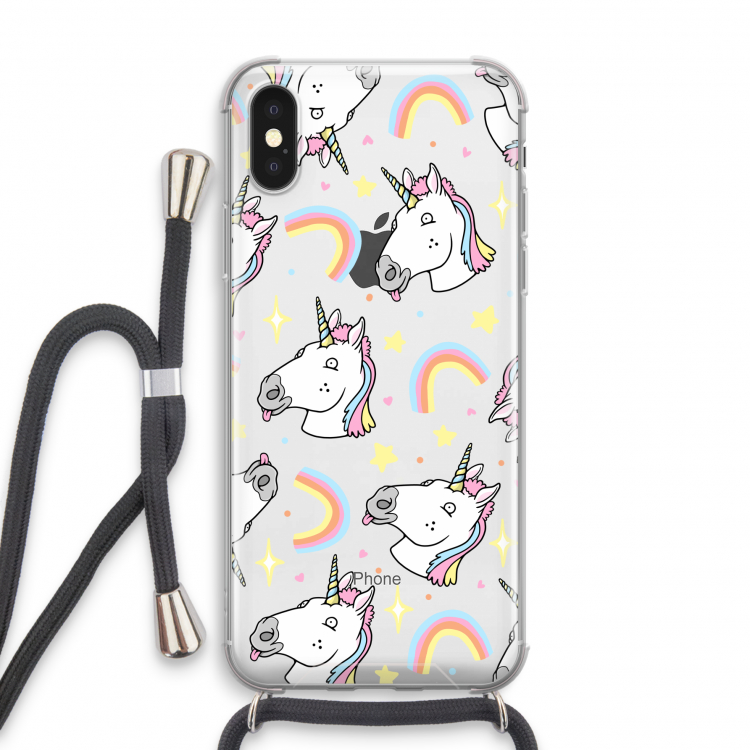Rainbow Unicorn: iPhone X Transparant Hoesje met koord