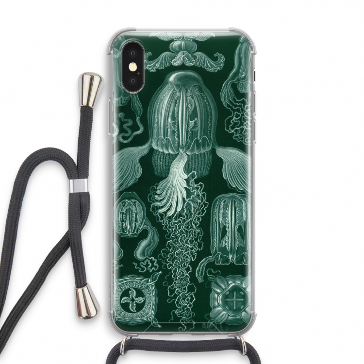 Haeckel Cubomedusae: iPhone X Transparant Hoesje met koord
