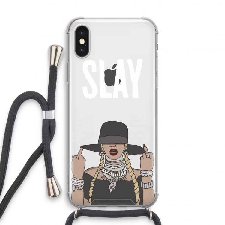 Slay All Day: iPhone X Transparant Hoesje met koord