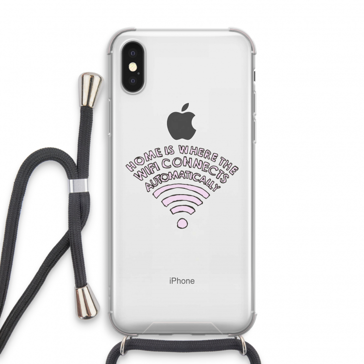 Home Is Where The Wifi Is: iPhone X Transparant Hoesje met koord
