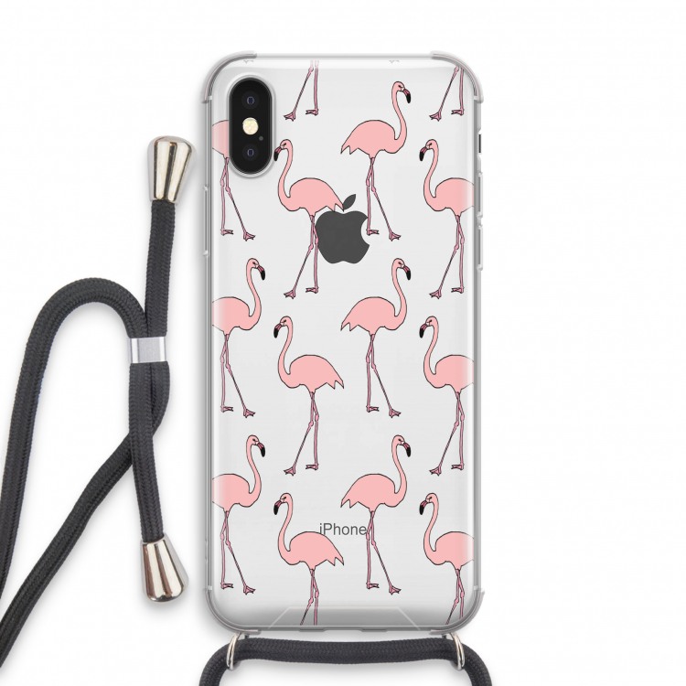 Anything Flamingoes: iPhone X Transparant Hoesje met koord