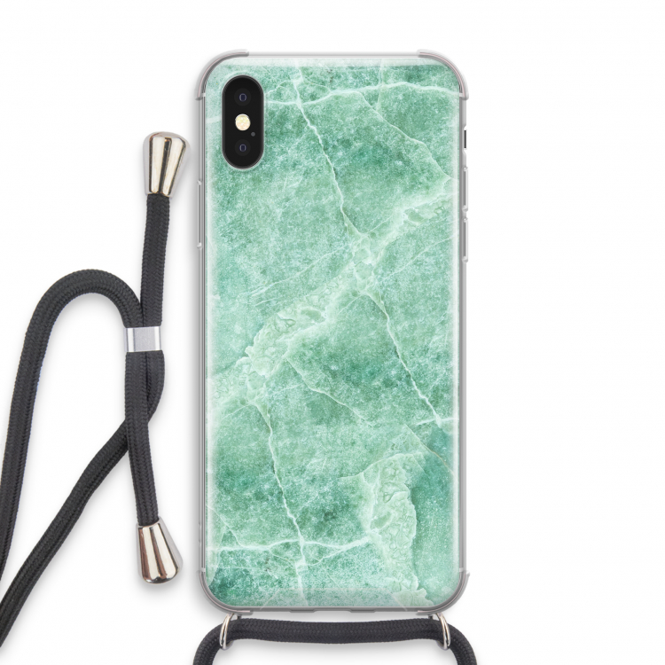 Groen marmer: iPhone X Transparant Hoesje met koord