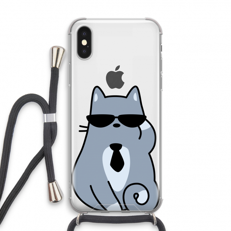 Cool cat: iPhone X Transparant Hoesje met koord