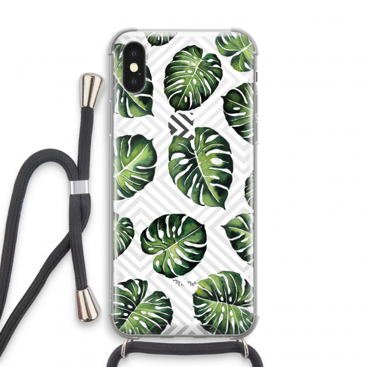 Geometrische jungle: iPhone X Transparant Hoesje met koord