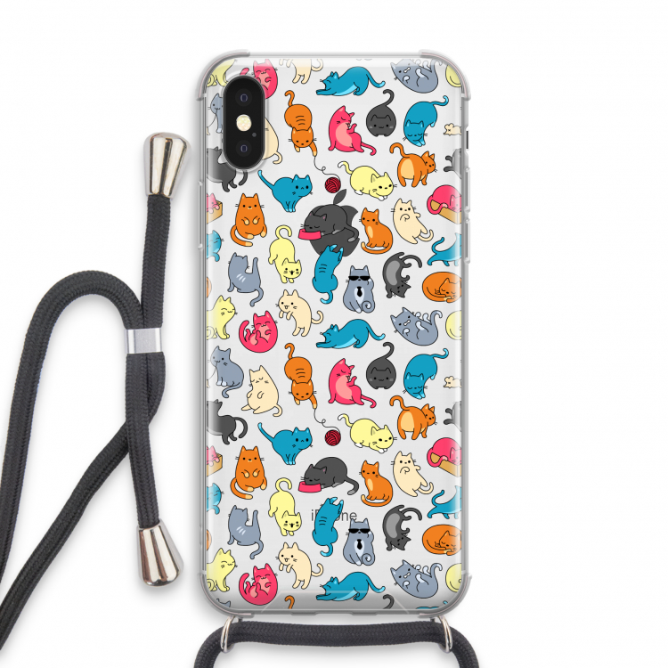 Kleurrijke katten: iPhone X Transparant Hoesje met koord