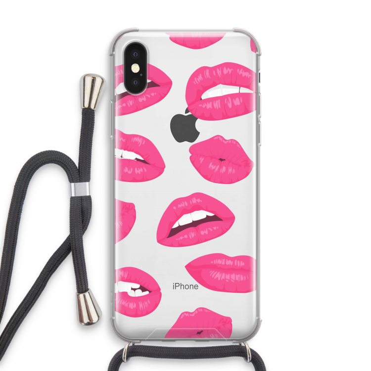 Bite my lip: iPhone X Transparant Hoesje met koord