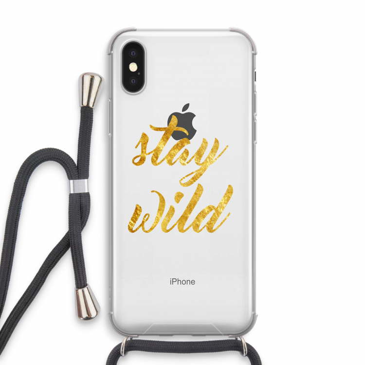Stay wild: iPhone X Transparant Hoesje met koord