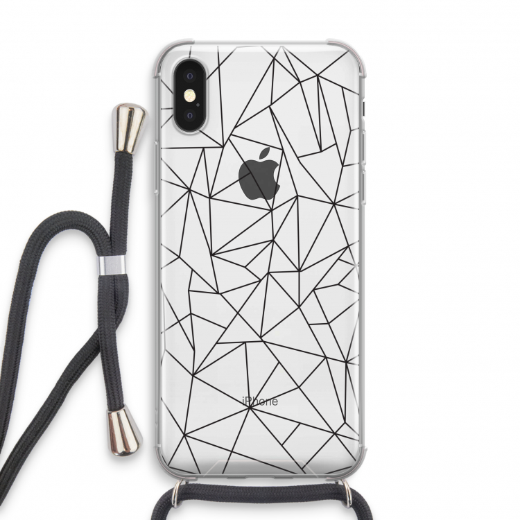 Geometrische lijnen zwart: iPhone X Transparant Hoesje met koord
