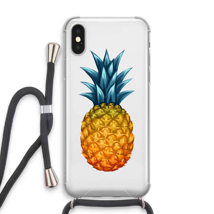 Grote ananas: iPhone X Transparant Hoesje met koord