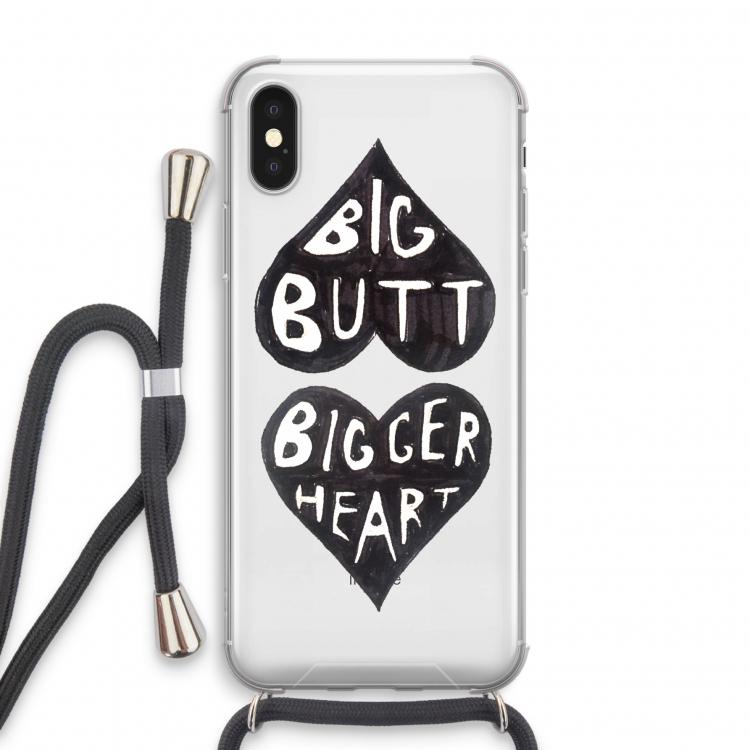 Big butt bigger heart: iPhone X Transparant Hoesje met koord