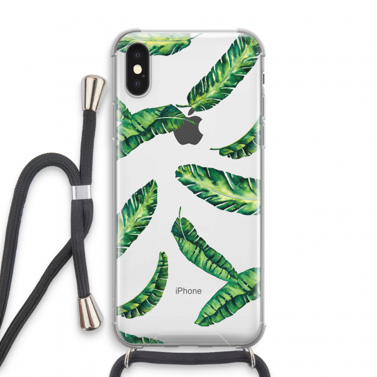 Lange bladeren: iPhone X Transparant Hoesje met koord