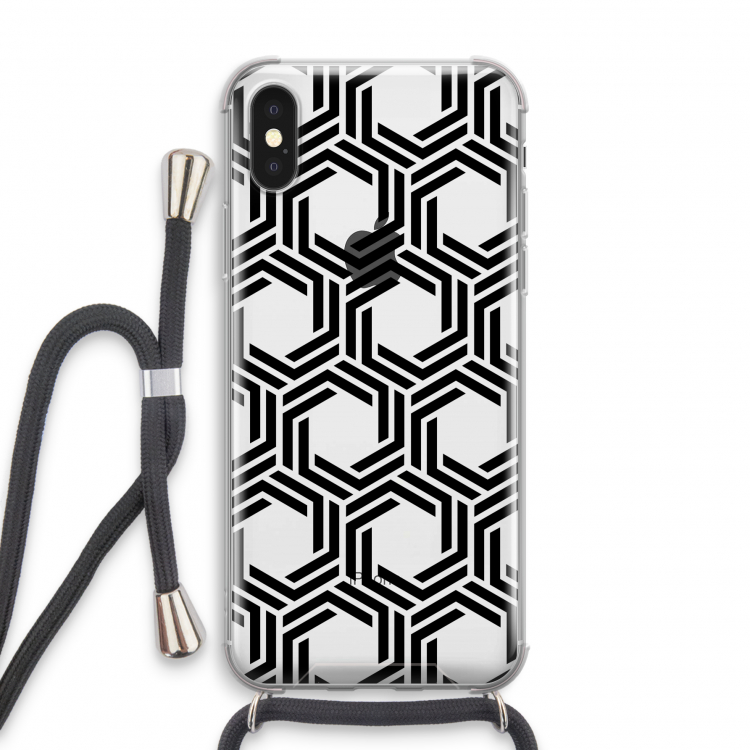 Geometrisch patroon: iPhone X Transparant Hoesje met koord