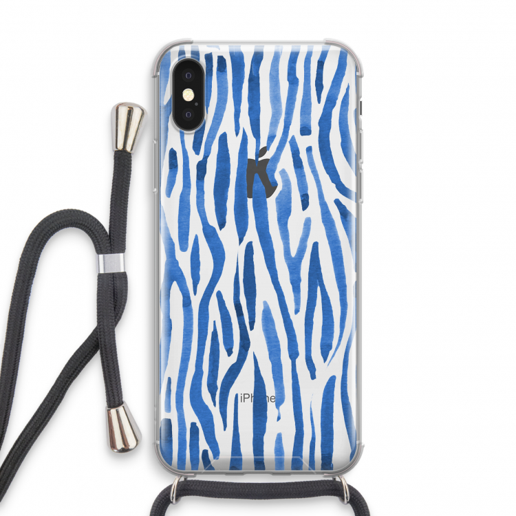 Blauwe nerven: iPhone X Transparant Hoesje met koord