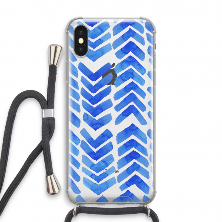 Blauwe pijlen: iPhone X Transparant Hoesje met koord