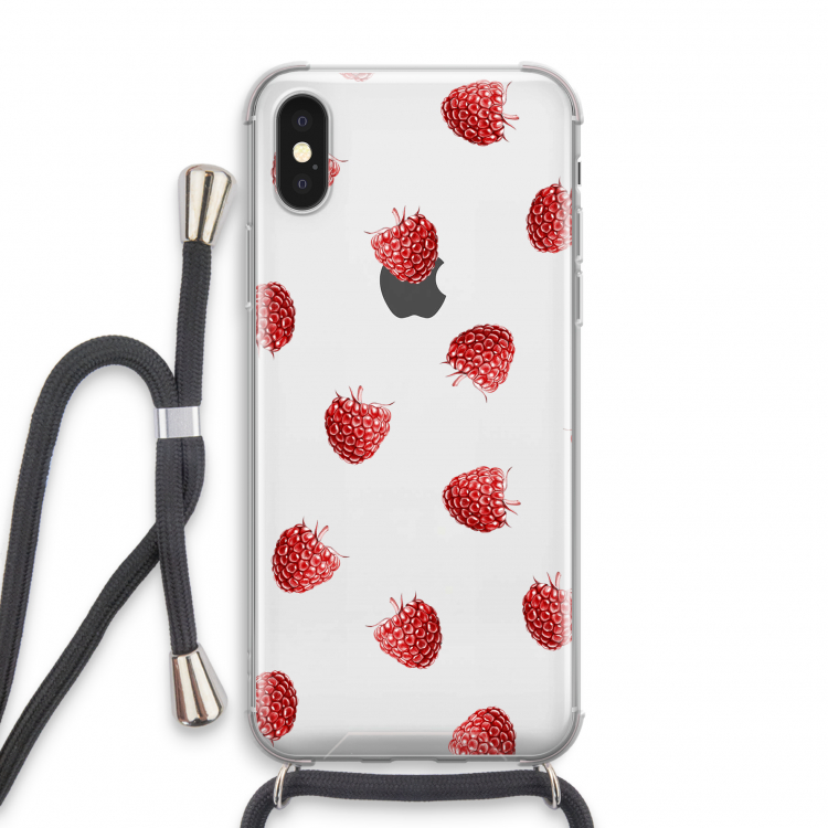 Framboosjes: iPhone X Transparant Hoesje met koord