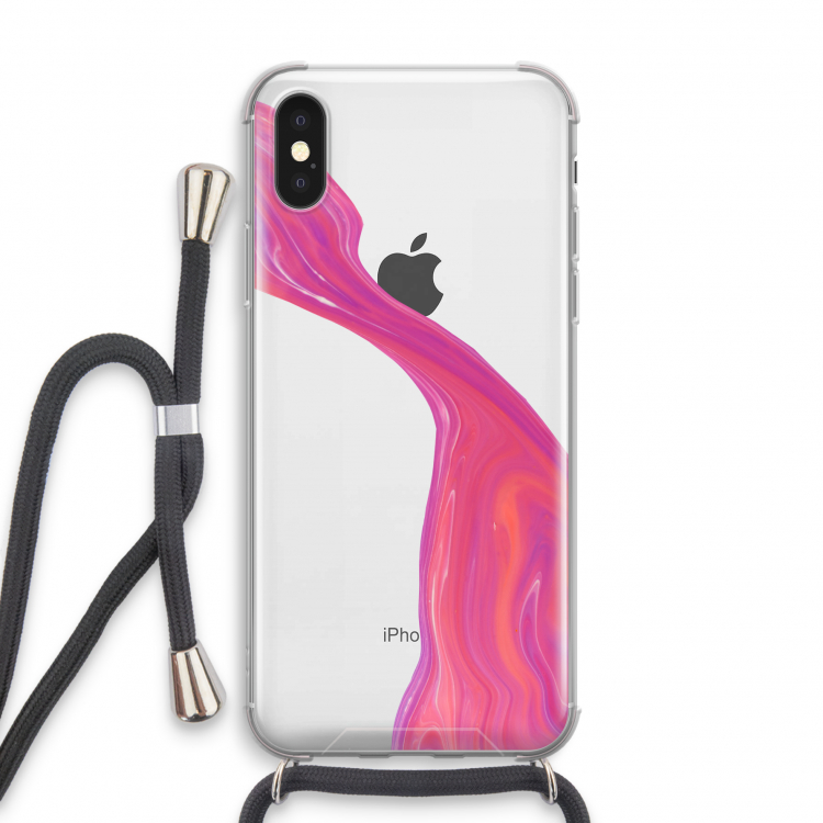 Paarse stroom: iPhone X Transparant Hoesje met koord