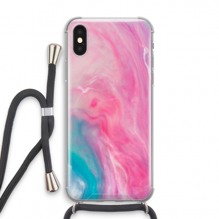 Roze explosie: iPhone X Transparant Hoesje met koord