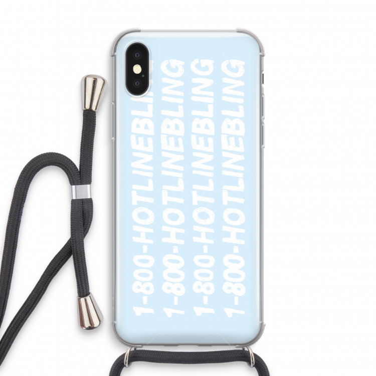 Hotline bling blue: iPhone X Transparant Hoesje met koord