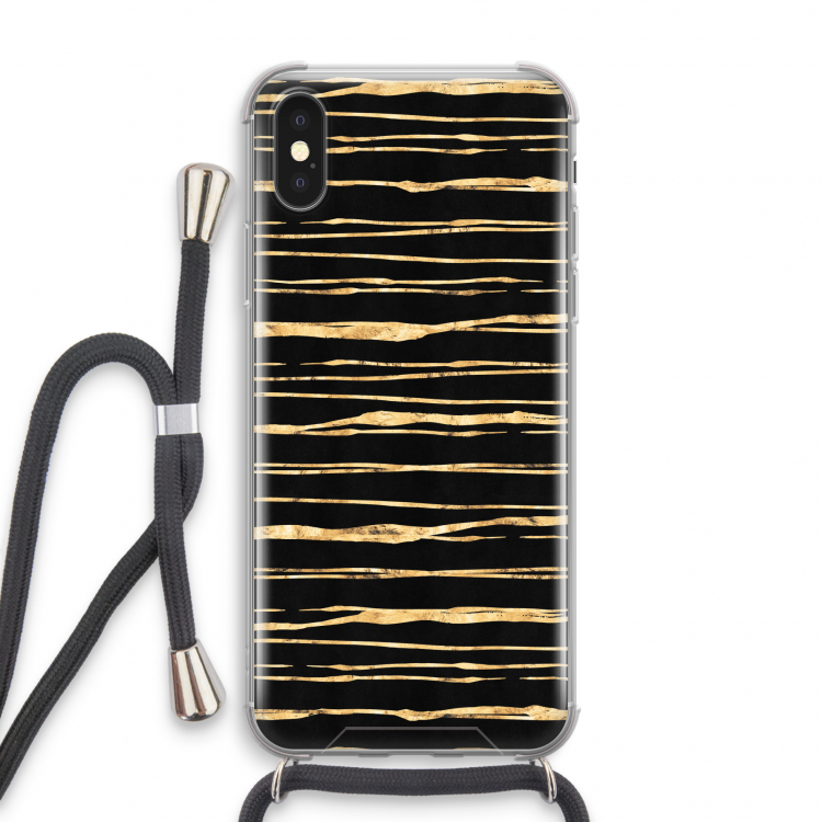 Gouden strepen: iPhone X Transparant Hoesje met koord