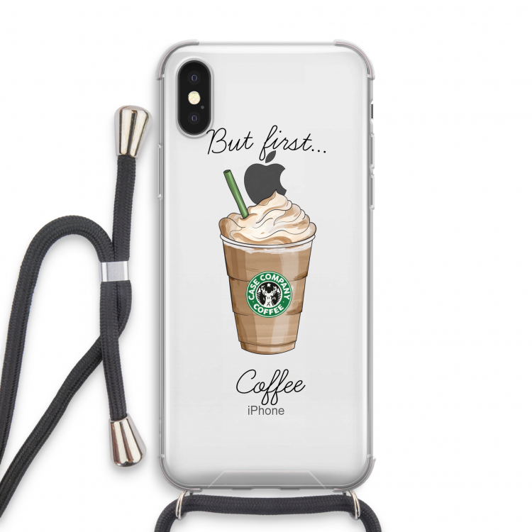 But first coffee: iPhone X Transparant Hoesje met koord