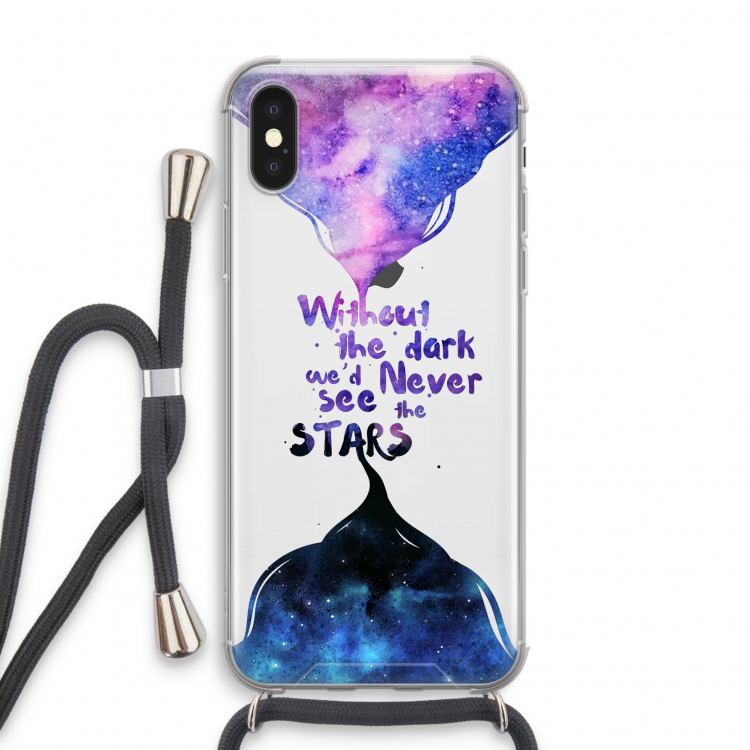 Stars quote: iPhone X Transparant Hoesje met koord