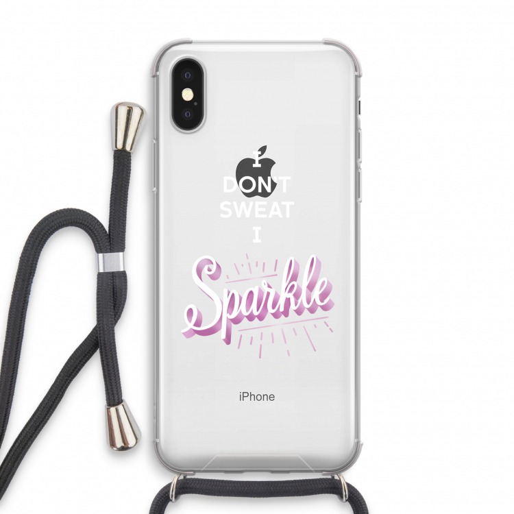 Sparkle quote: iPhone X Transparant Hoesje met koord