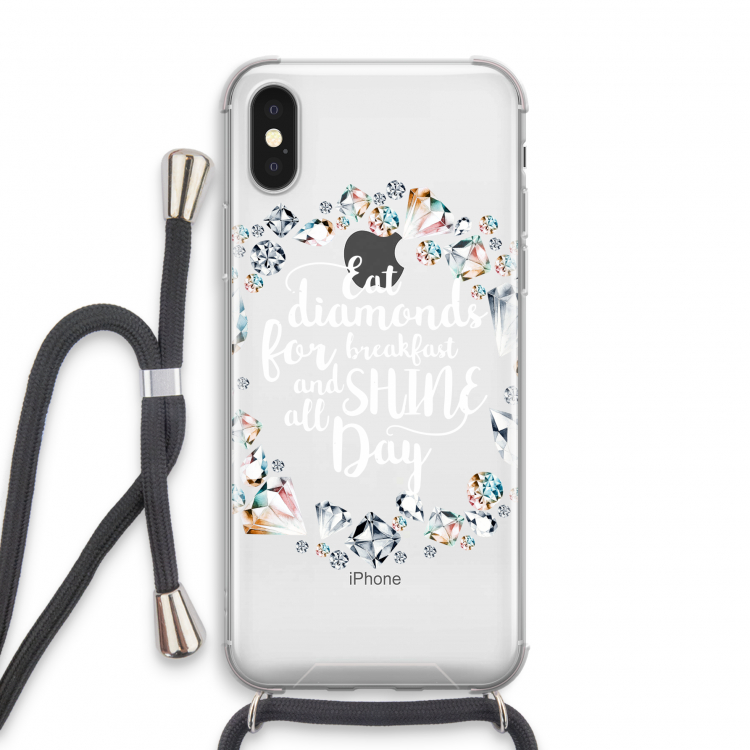 Diamonds: iPhone X Transparant Hoesje met koord