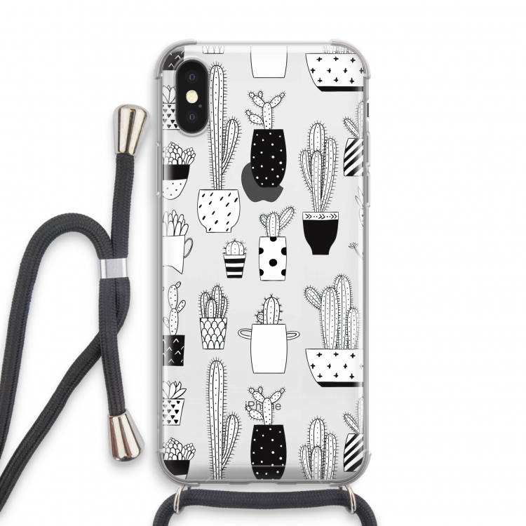 Cactusmotief: iPhone X Transparant Hoesje met koord