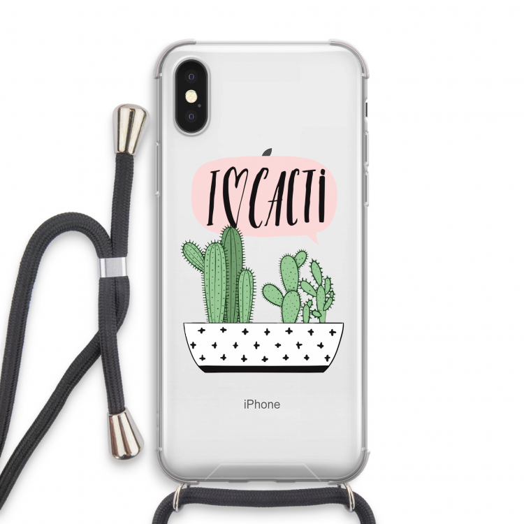 I love cacti: iPhone X Transparant Hoesje met koord