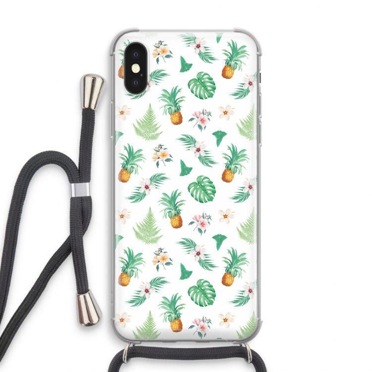 Ananas bladeren: iPhone X Transparant Hoesje met koord
