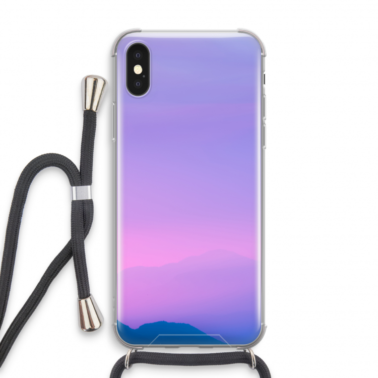 Sunset pastel: iPhone X Transparant Hoesje met koord