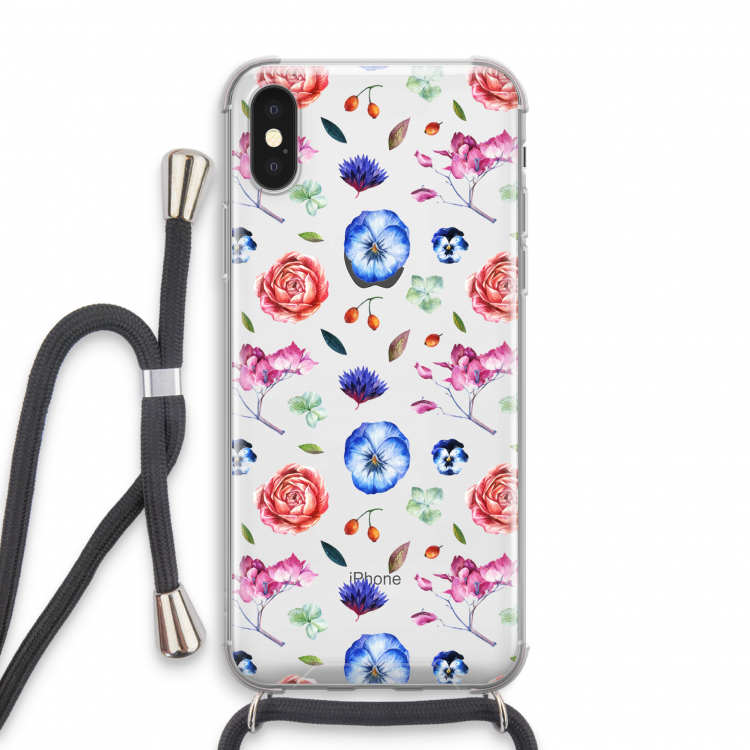 Bloemetjes: iPhone X Transparant Hoesje met koord