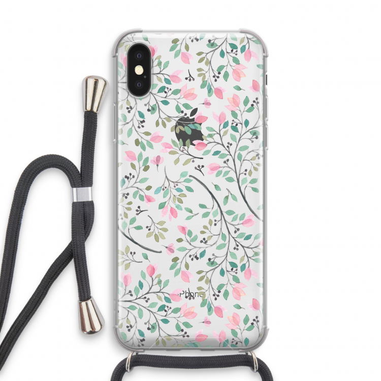 Sierlijke bloemen: iPhone X Transparant Hoesje met koord