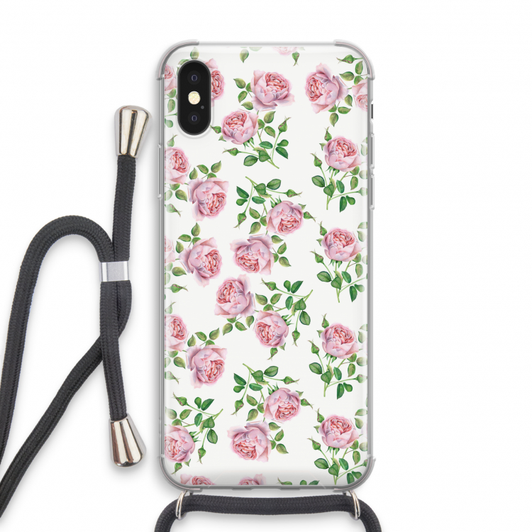 Kleine roosjes: iPhone X Transparant Hoesje met koord