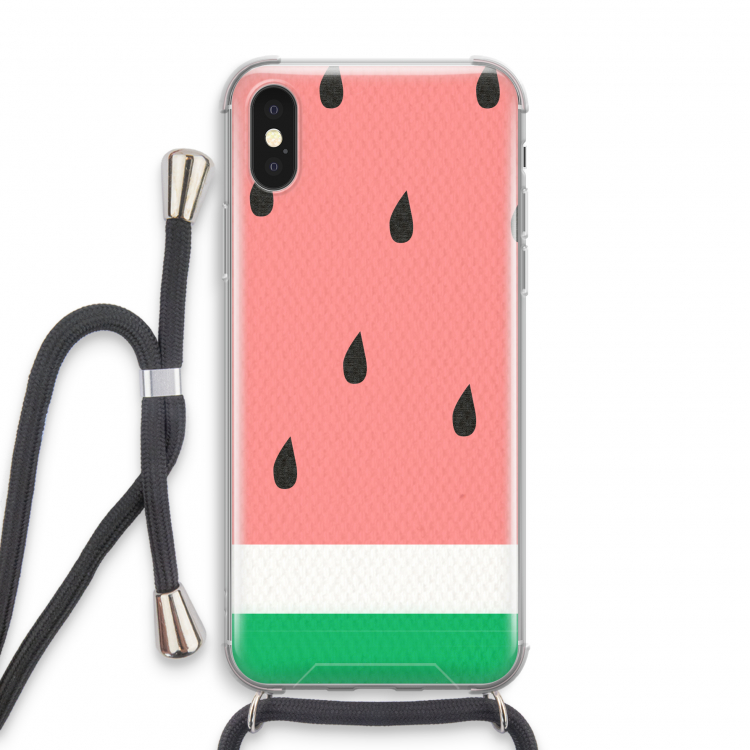 Watermeloen: iPhone X Transparant Hoesje met koord