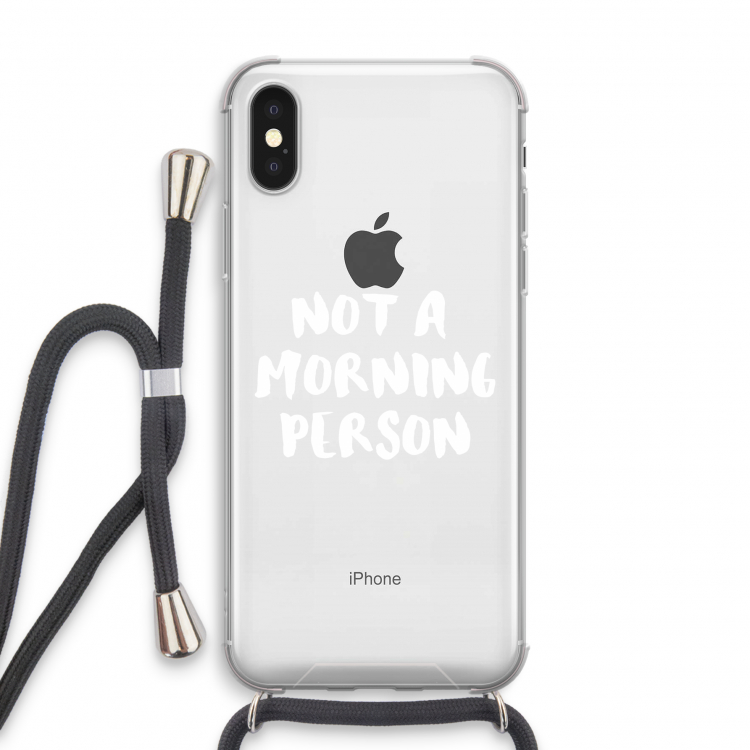 Morning person: iPhone X Transparant Hoesje met koord