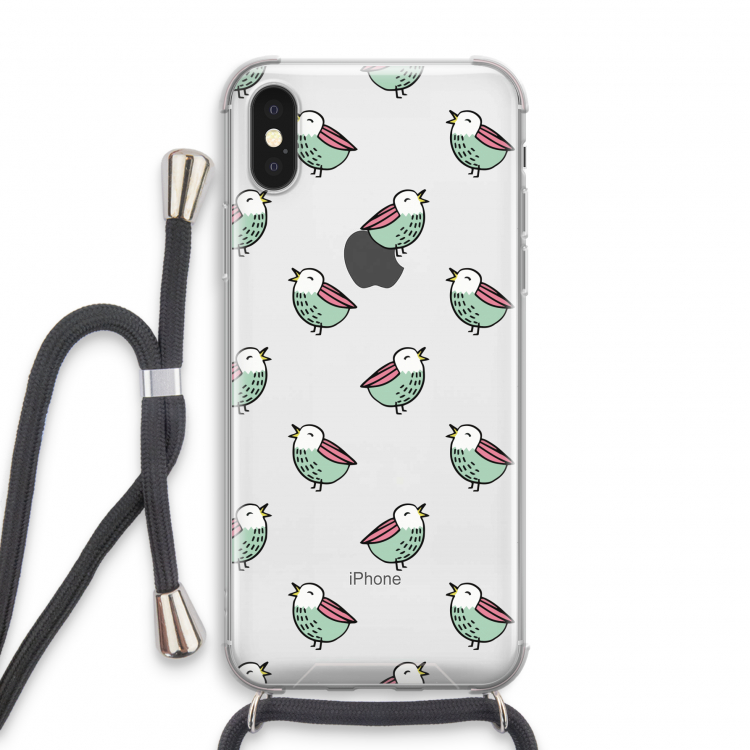 Vogeltjes: iPhone X Transparant Hoesje met koord