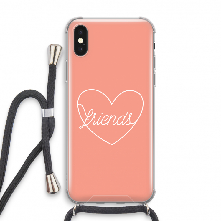 Friends heart: iPhone X Transparant Hoesje met koord