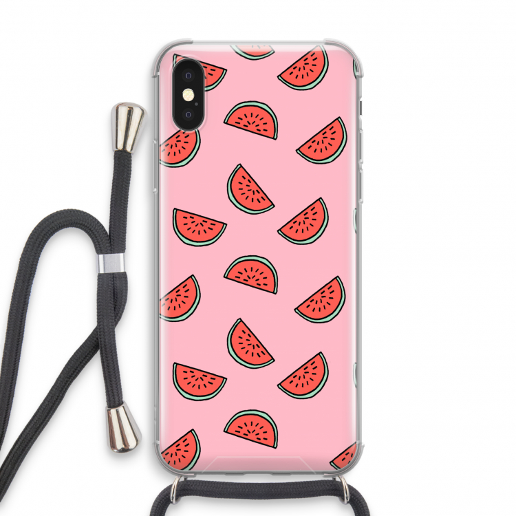 Watermeloen: iPhone X Transparant Hoesje met koord