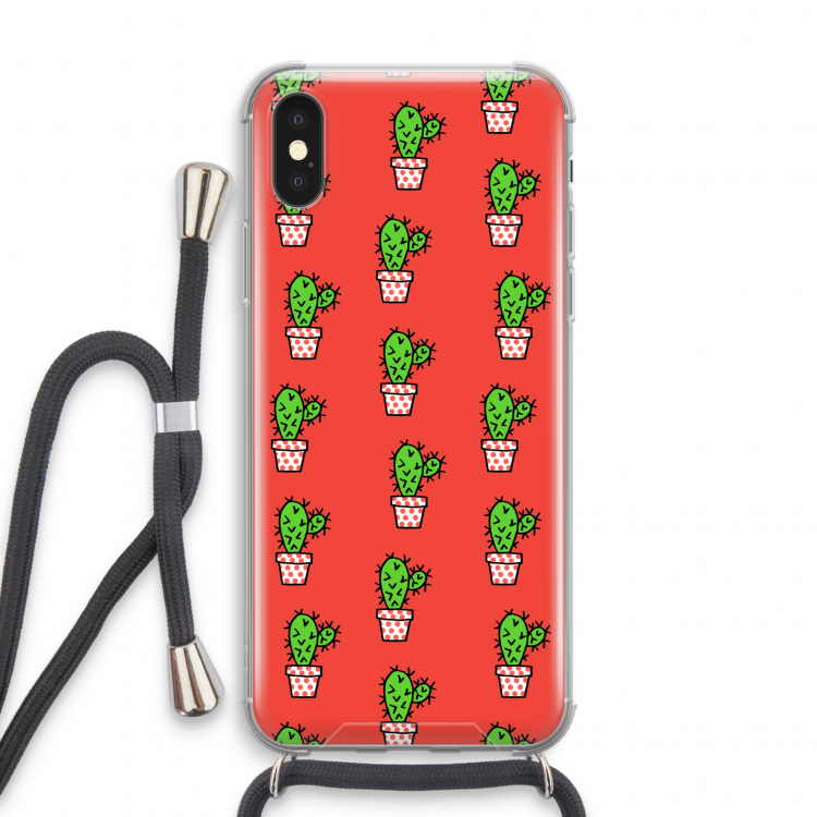 Mini cactus: iPhone X Transparant Hoesje met koord