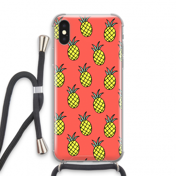 Ananas: iPhone X Transparant Hoesje met koord