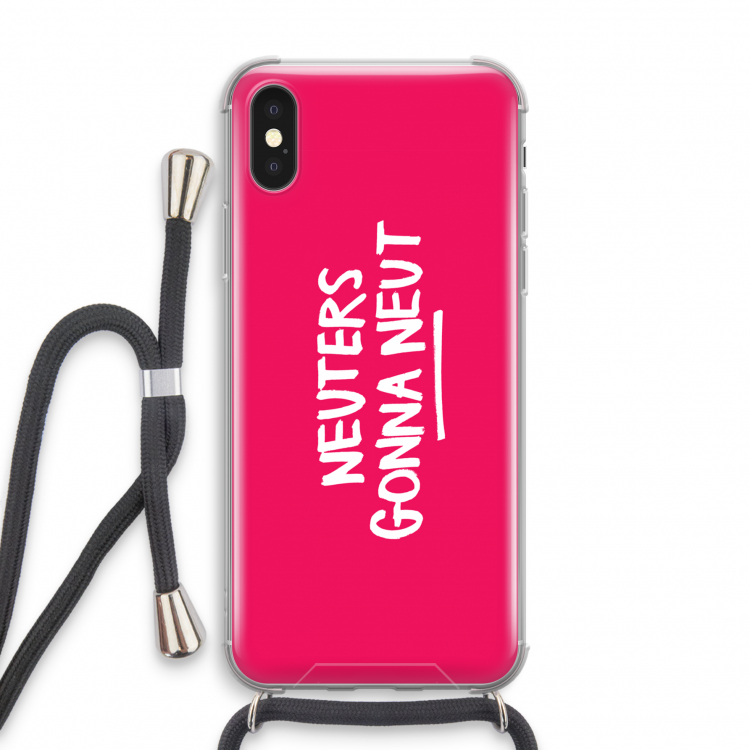 Neuters (roze): iPhone X Transparant Hoesje met koord