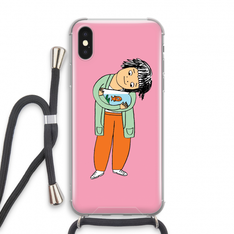 Visknuffel: iPhone X Transparant Hoesje met koord