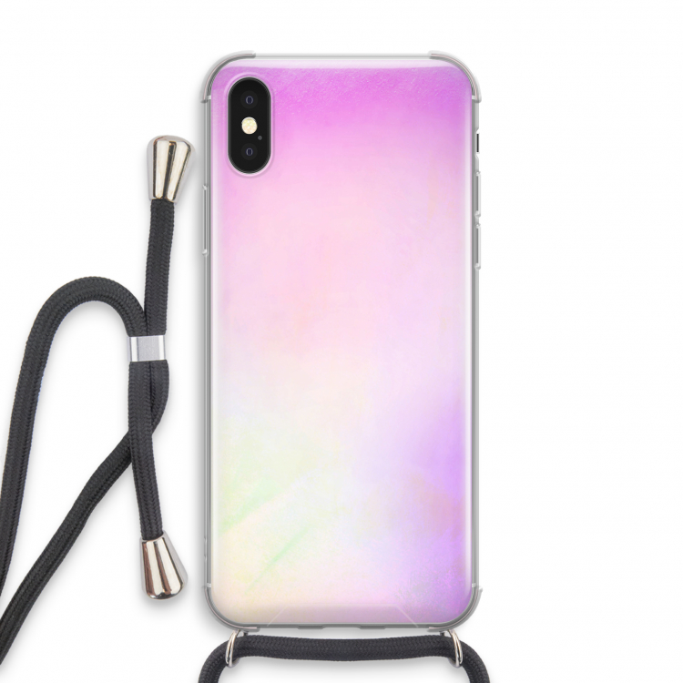 Flow mist pastel: iPhone X Transparant Hoesje met koord
