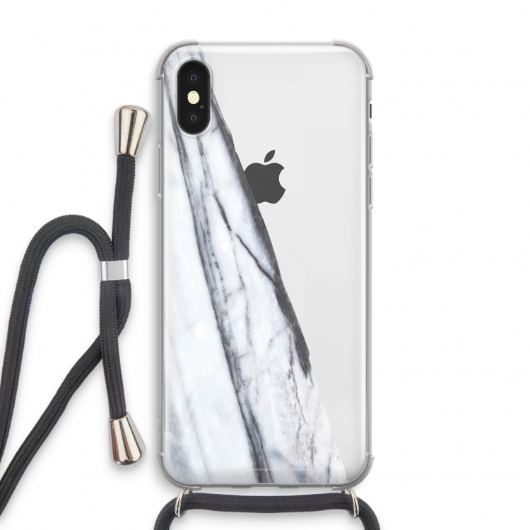 Gestreepte marmer: iPhone X Transparant Hoesje met koord