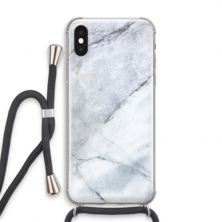 Witte marmer: iPhone X Transparant Hoesje met koord